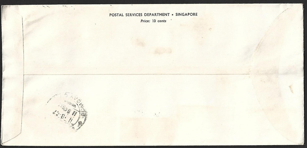 (AOP) Singapore 1967 National Day FDC to India