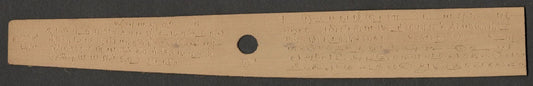 AOP India vintage wood leaf document with carved text