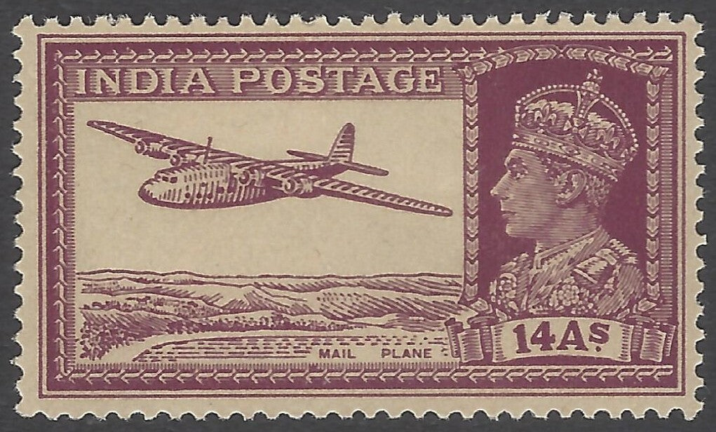 AOP India KGVI 1940-43 14a Mail Plane MNH SG 277 £20