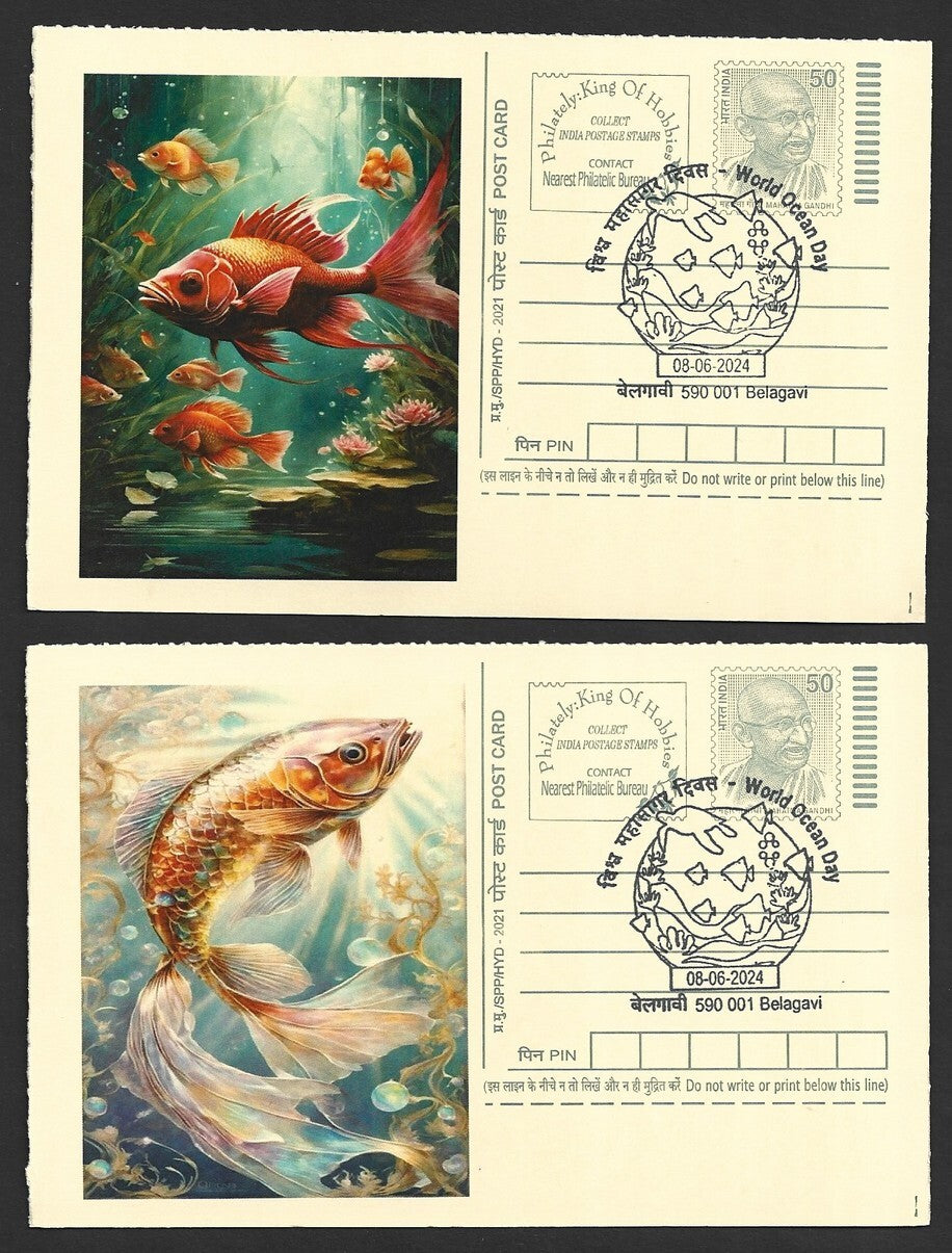 India 2024 World Ocean Day cards SIAMESE FIGHTER FISH (7)