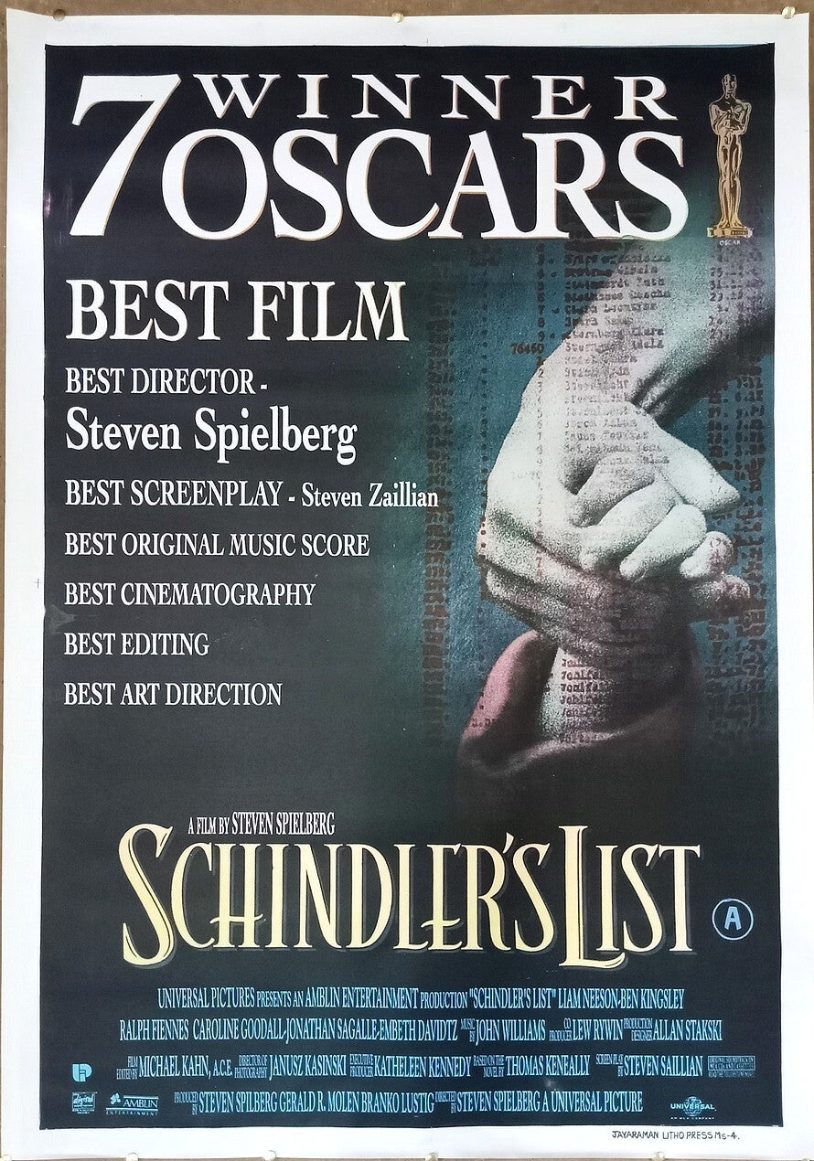 Schindler's List 1993 India poster 30"x40"