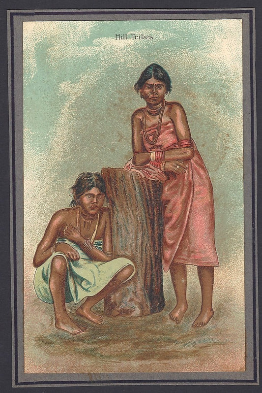 India mounted pre-1900 colour litho card HILL TRIBES