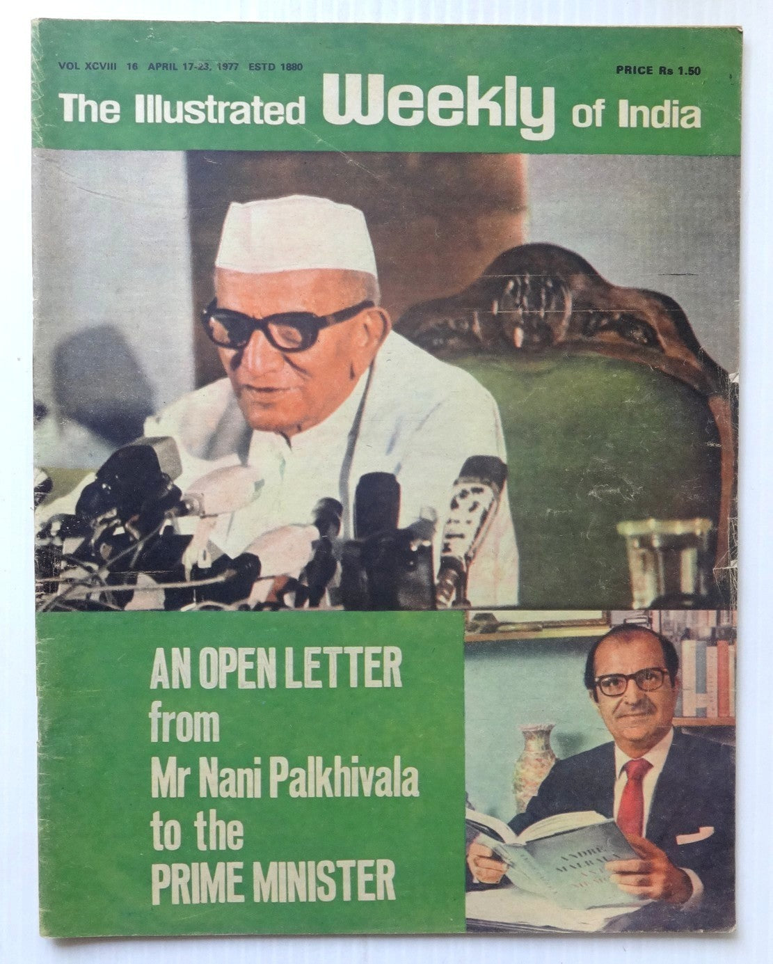 The Illustrated Weekly of India 1977 AN OPEN LETTER to PRIME MINISTER