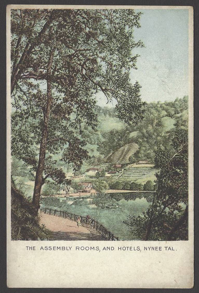 India THE ASSEMBLY ROOMS & HOTELS NYNEE TAL Nainital vintage colour UB postcard