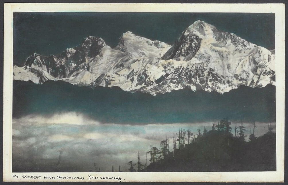 AOP India DARJEELING real photo postcard by Das Studio MT EVEREST FROM SANDAKPHU