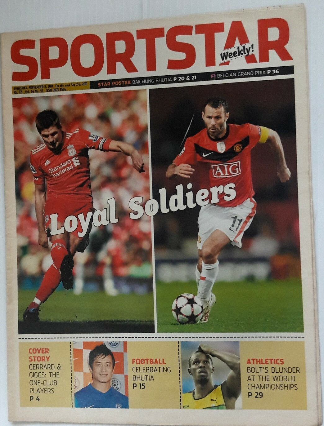 India Sportstar 2008-11 FOOTBALL cover issues 10” X 13” (5)