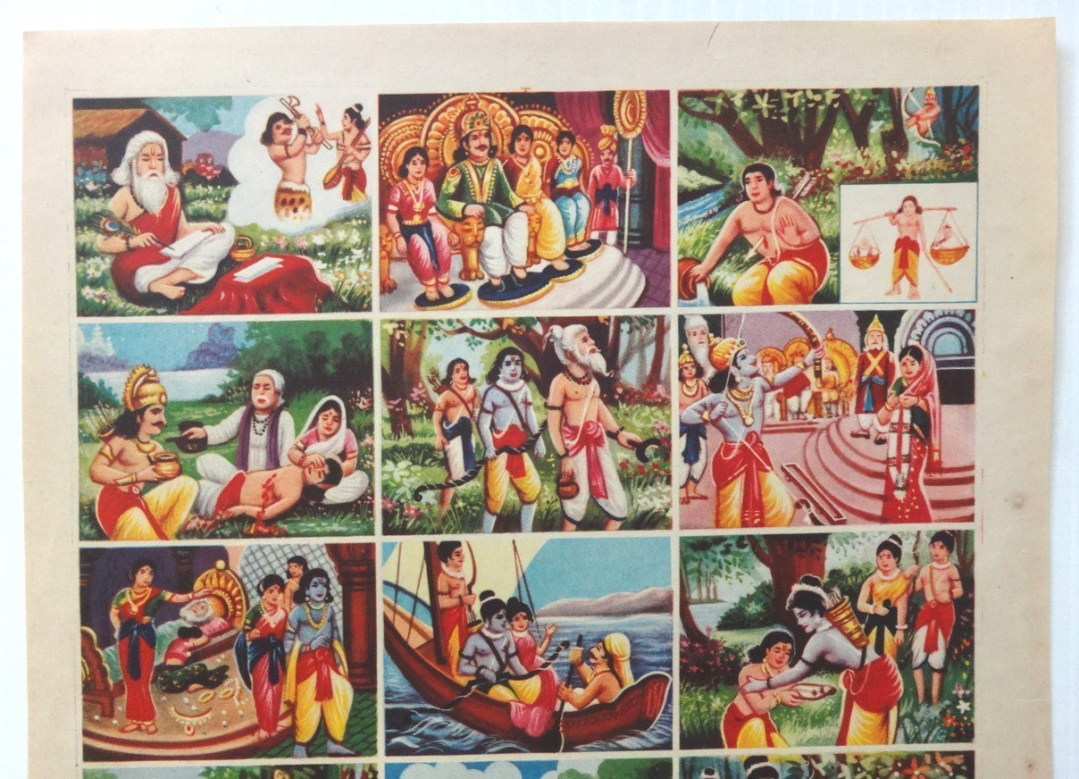India vintage Hindu poster RAMAYAN by I. JAYARAJAN 9.6” x 14.3”