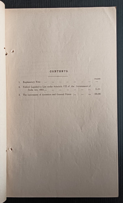 India 1937 ACCESSION Negotiations Views of SANGLI STATE 21pgs printed