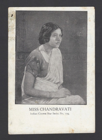 India Bollywood vintage publicity card MISS CHANDRAVATI c.1930s