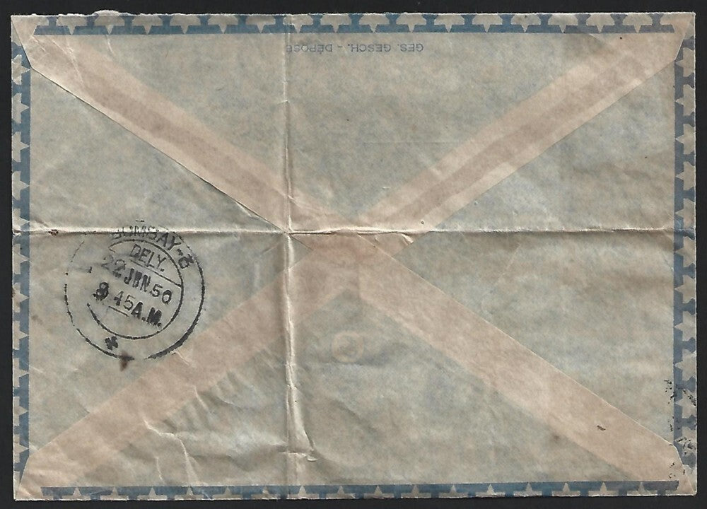 (AOP) Switzerland #B192-95 on 1950 cover to India