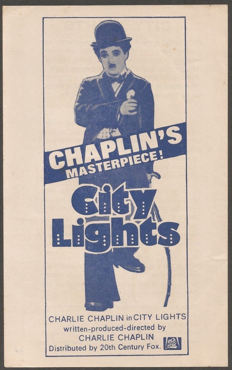 India herald for 1970s release of 1931 CITYLIGHTS Chalie Chaplain