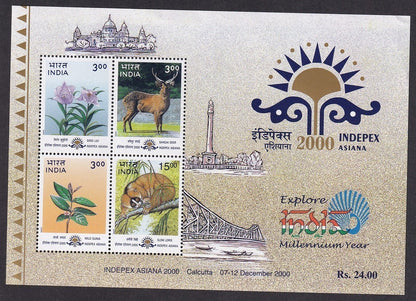 India 2000 INDEPEX ASIANA Flora & Fauna MS MNH