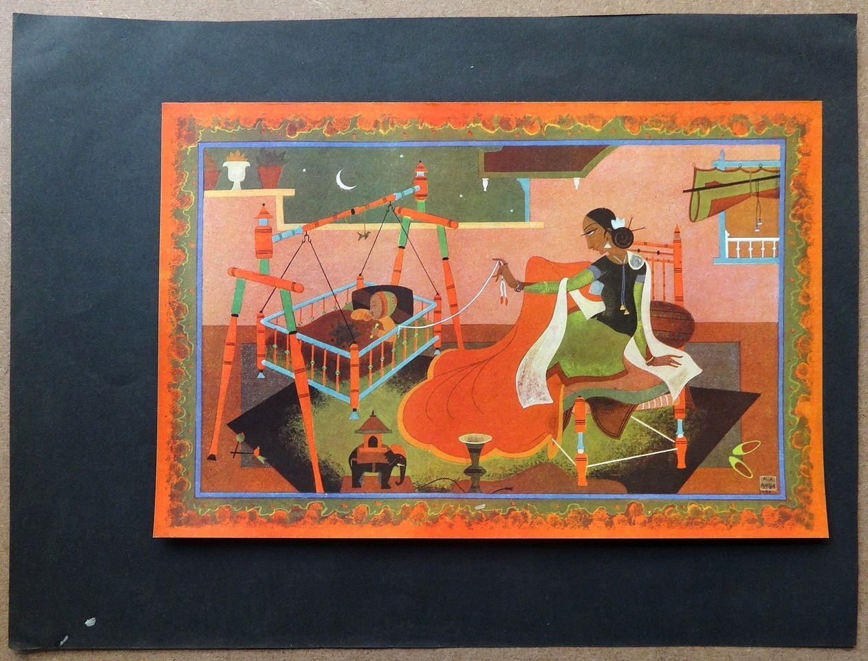 India Lullaby by A A Raiba vintage Print 16cm x 25cm