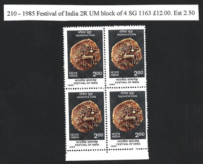 India 1985 Festival of India block of 4 MNH. SG 1162