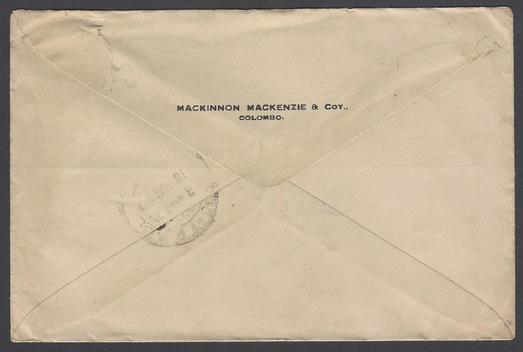 AOP P&O and B.I. envelope used from Colombo to Bombay with India KGVI stamp