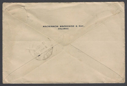 AOP P&O and B.I. envelope used from Colombo to Bombay with India KGVI stamp