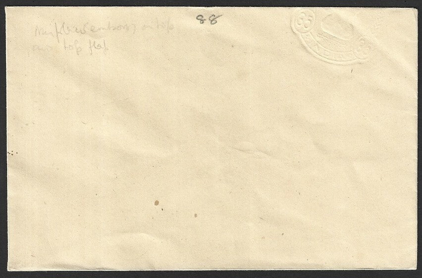 India 35p envelope with misplaced over edge ALBINO impression of stamp error