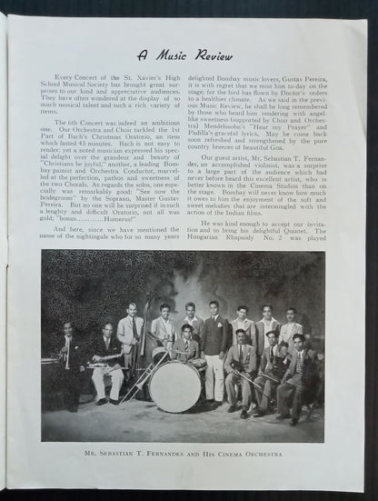 AOP India MUSIC REVIEW ST. Xavier's School Musical Soceity Bombay 8th Aug 1948