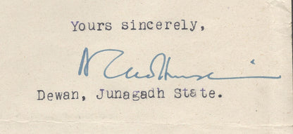 India 1946 crested letter JUNAGADH STATE re: International Opium Convention
