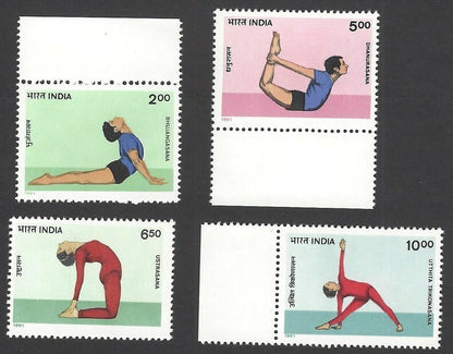 India 1991 Yoga 4v set MNH