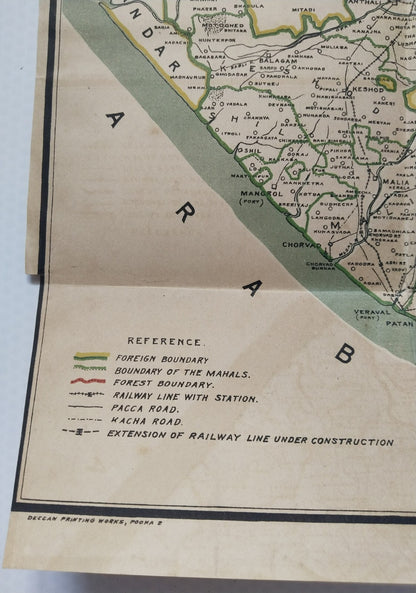 AOP India 1913 MAP of Junagadh State 33x48cm