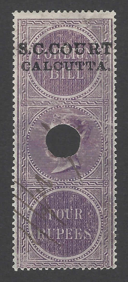 AOP India S.C. COURT CALCUTTA overprint on 1861 Foreign Bill 4R used. Bft 11
