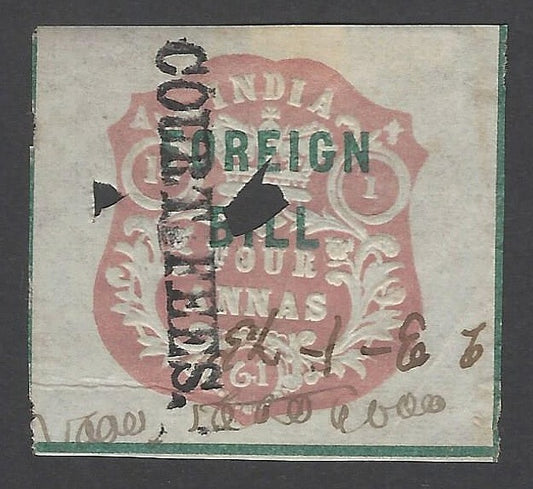 AOP India QV 1870 COURT FEES black ovpt no bars on QV FOREIGN BILL 4a unlisted