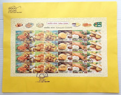 AOP India 2017 Indian Cuisine set of 5 sheetlets on 5 FDC First Day covers