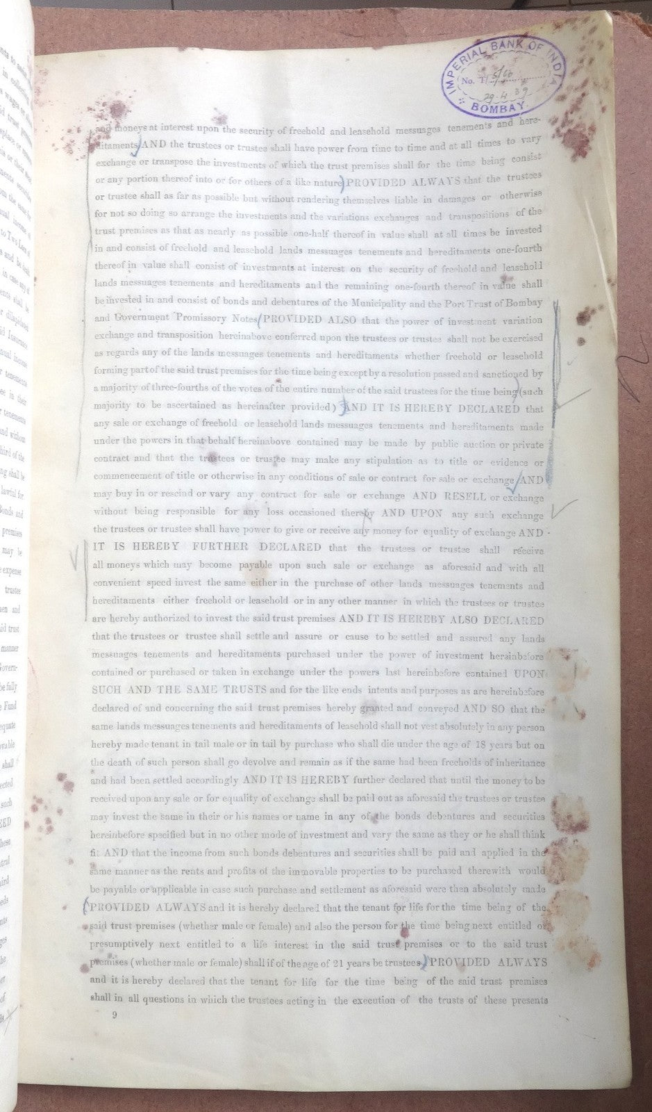 India 1887 Indenture signed Jamshetji, Dorabji, Ratanji & Sir Ratan TATA
