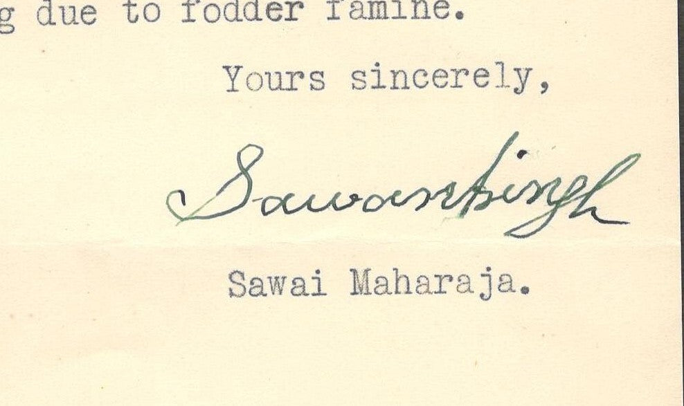 BIJAWAR STATE India 1939 crested letter signed MAHARAJA Savant Singh