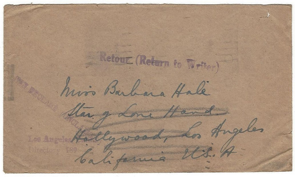 USA 1953 cover & letter to Barbara Hale from India various UNCLAIMED cachets