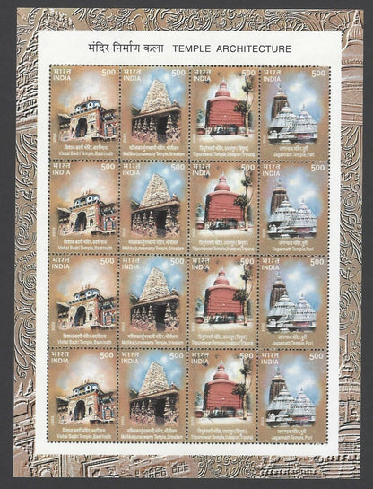 India 2003 Temple sheetlet MNH