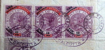 India 1903 QV Share Transfer 10R on 20R x 3 Barefoot #23 on share cerificate