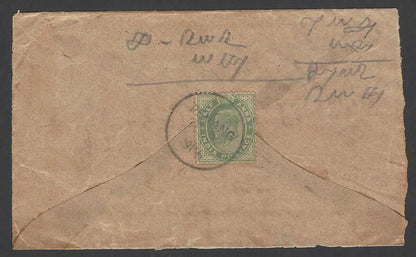 India used in Malaya – 1904 Penang local cover with INDIA KEdVII 1/2a green