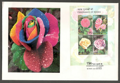 India 2007 Roses MS scented miniature sheet on FDC First Day cover