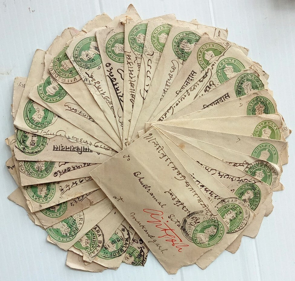 AOP India KGV 1/2a green envelopes x 100 selected for condition WHOLESALE
