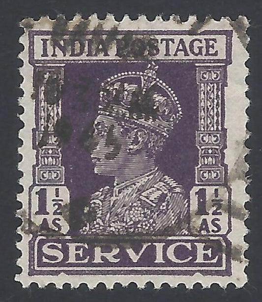 India 1939-42 KGVI Official 1 1/2a violet SG O146w £30 used