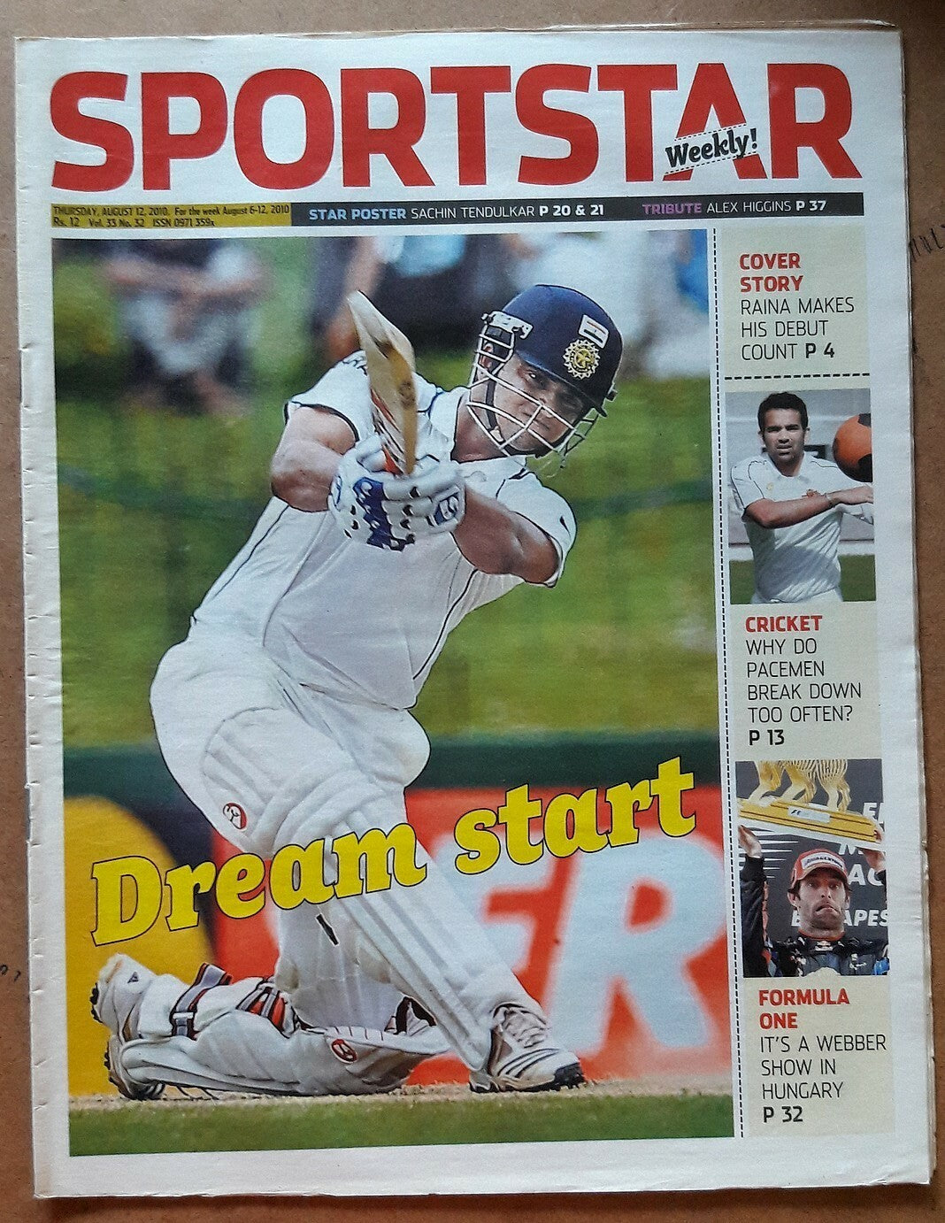 India Sportstar 2007-10 CRICKET cover issues 10” X 13” (5)