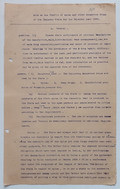 AOP India Official correspondence - OPIUM & OTHER DANGEROUS DRUG 1929-30