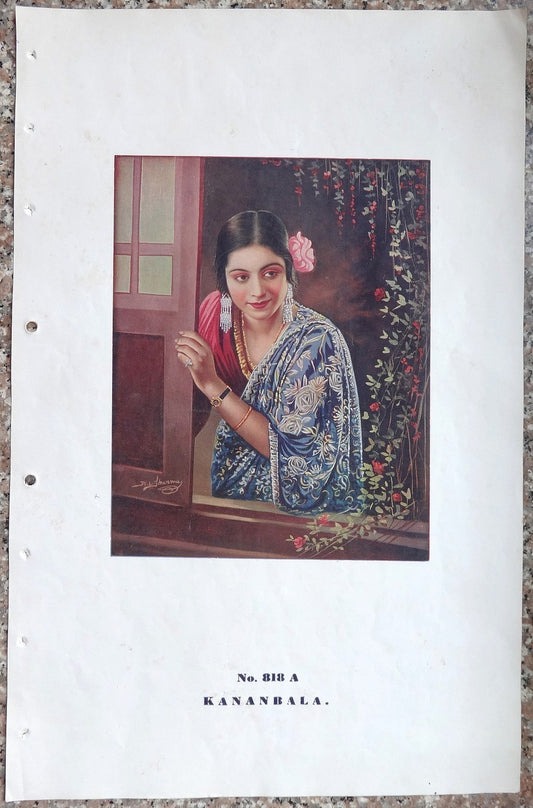 India Bollywood 1941 11” x 17.5” poster KANAN BALA Oriental Calendar Co Calcutta