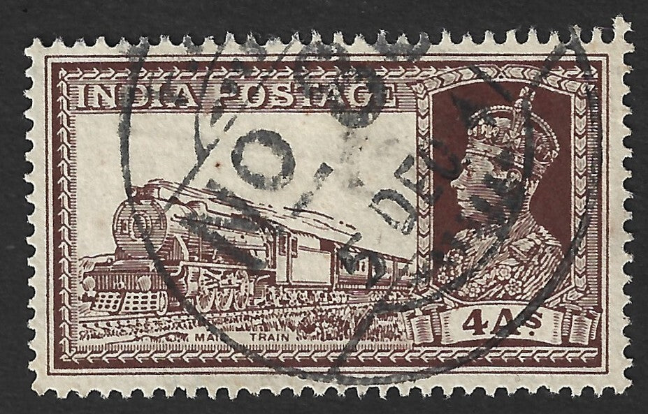 India KGVI 1937 4a Mail Train canc. FPO 86 DECAMERE, Eritrea