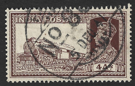 India KGVI 1937 4a Mail Train canc. FPO 86 DECAMERE, Eritrea