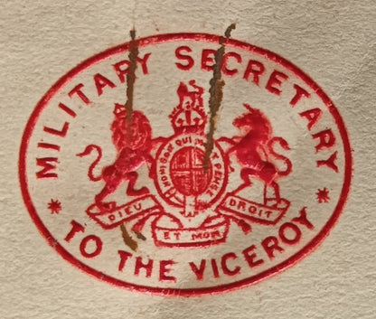 India 1939 crested letter MILITARY SECRETARY TO THE VICEROY signed