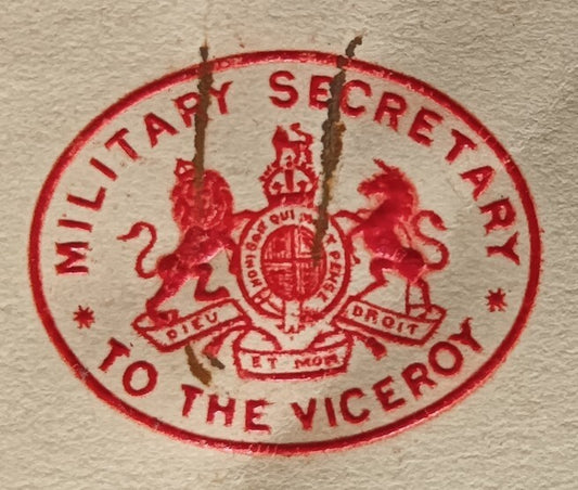 India 1939 crested letter MILITARY SECRETARY TO THE VICEROY signed