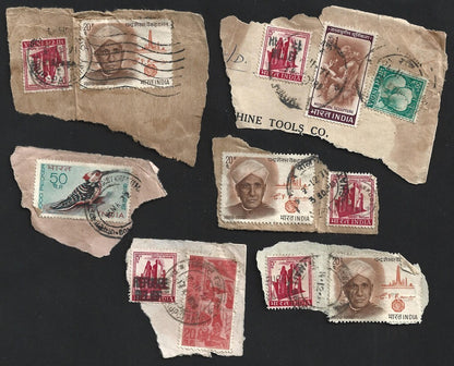India 1971 Refugee Relief rubberstamp ovpts on pieces 19 pic LARGE COLLECTION