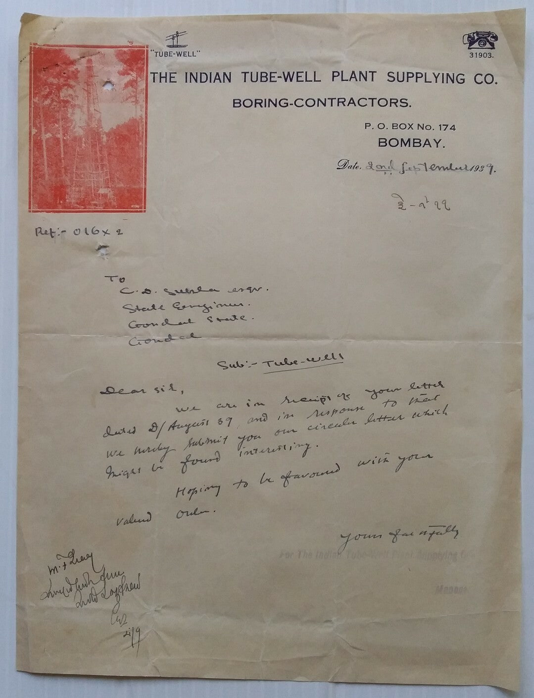 Indian Tube - Well Plant Supplying Co letterhead and advertisement
