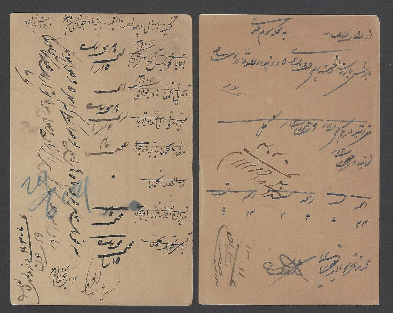 AOP India KEdVll On H.M.S. 1/4a postcards used shades (4)