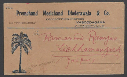 AOP Portuguese India 1936 Coconut Exporter pillustrayed advertisement cover
