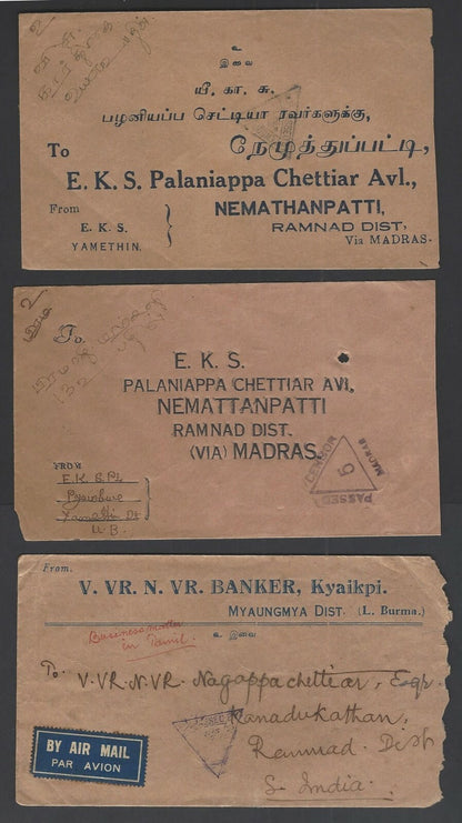 Burma WW2 1939-41 censored covers to India (3)