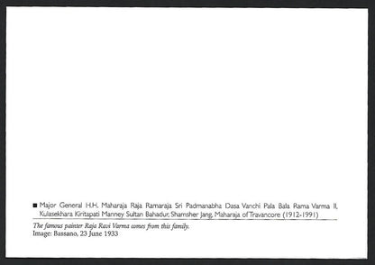India 2010 Princely States maxi card - Rama Varma II Maharaja of Travancore